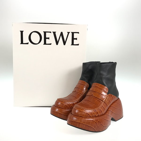 Qoo10] Loewe ブーツ ローファー ウェッジ ソール ブ