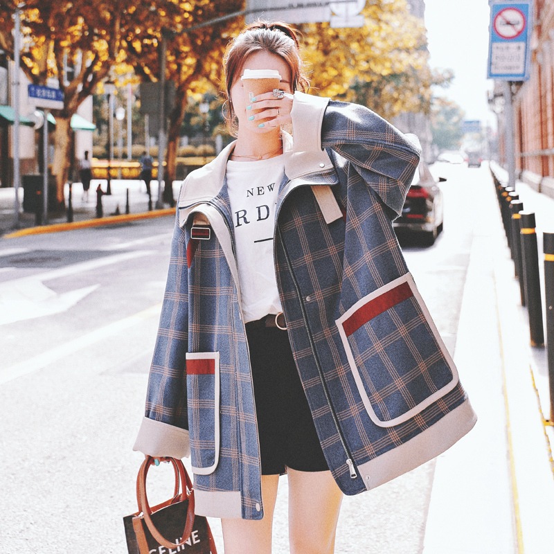 【送料無料】レディース 2カラー ジャケット ミディアム丈 チェック柄 襟付き 長袖 【送料無料】レディース 2カラー ジャケット ミディアム丈 チェック柄 襟付き 長袖