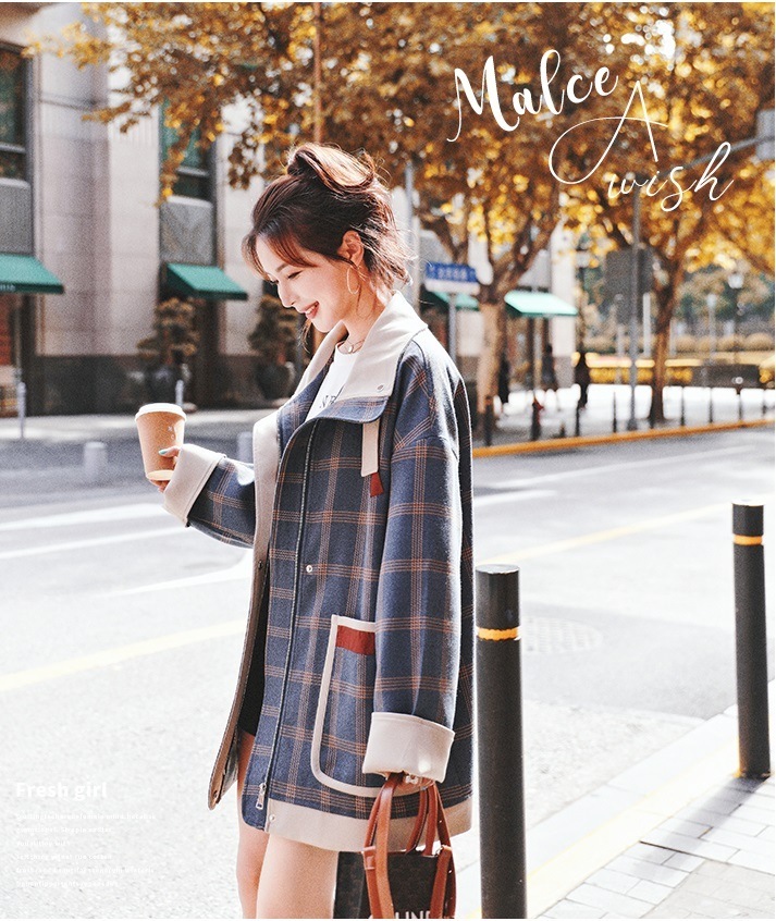 【送料無料】レディース 2カラー ジャケット ミディアム丈 チェック柄 襟付き 長袖 【送料無料】レディース 2カラー ジャケット ミディアム丈 チェック柄 襟付き 長袖