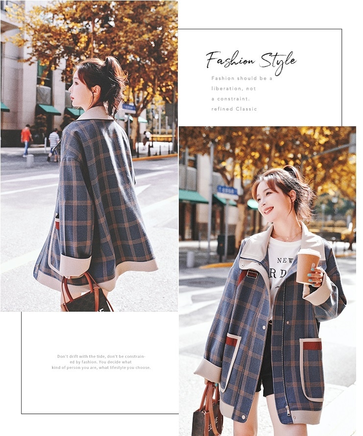 【送料無料】レディース 2カラー ジャケット ミディアム丈 チェック柄 襟付き 長袖 【送料無料】レディース 2カラー ジャケット ミディアム丈 チェック柄 襟付き 長袖