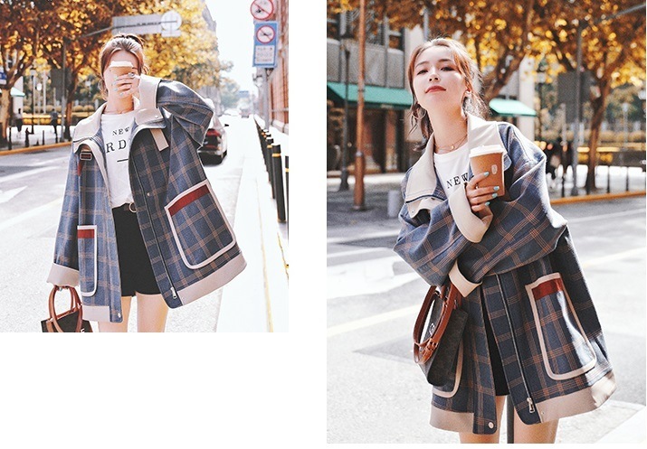 【送料無料】レディース 2カラー ジャケット ミディアム丈 チェック柄 襟付き 長袖 【送料無料】レディース 2カラー ジャケット ミディアム丈 チェック柄 襟付き 長袖