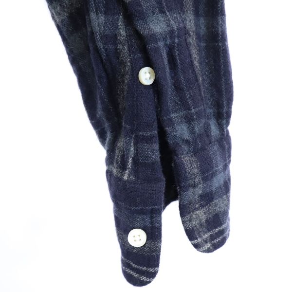 日本製 カシミヤブレンド チェック柄 長袖 ボタンダウンシャツ 1 紺系 レディース 日本製 カシミヤブレンド チェック柄 長袖 ボタンダウンシャツ 1 紺系 レディース