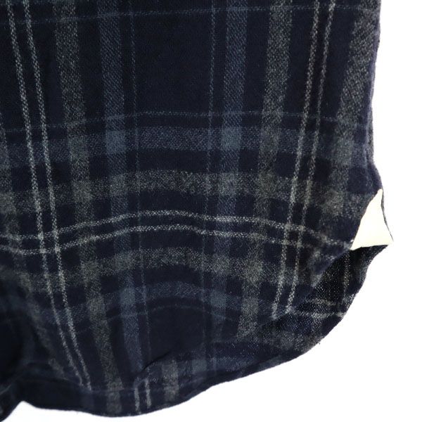 日本製 カシミヤブレンド チェック柄 長袖 ボタンダウンシャツ 1 紺系 レディース 日本製 カシミヤブレンド チェック柄 長袖 ボタンダウンシャツ 1 紺系 レディース