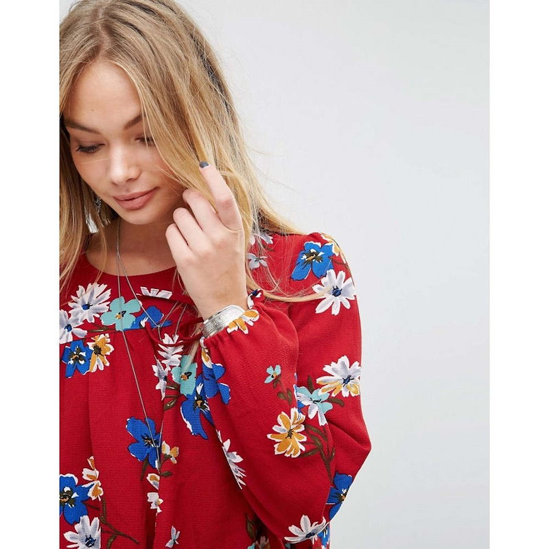 グラマラス レディース トップス【Glamorous Relaxed Smock Top In Bold Floral】Red multi グラマラス レディース トップス【Glamorous Relaxed Smock Top In Bold Floral】Red multi