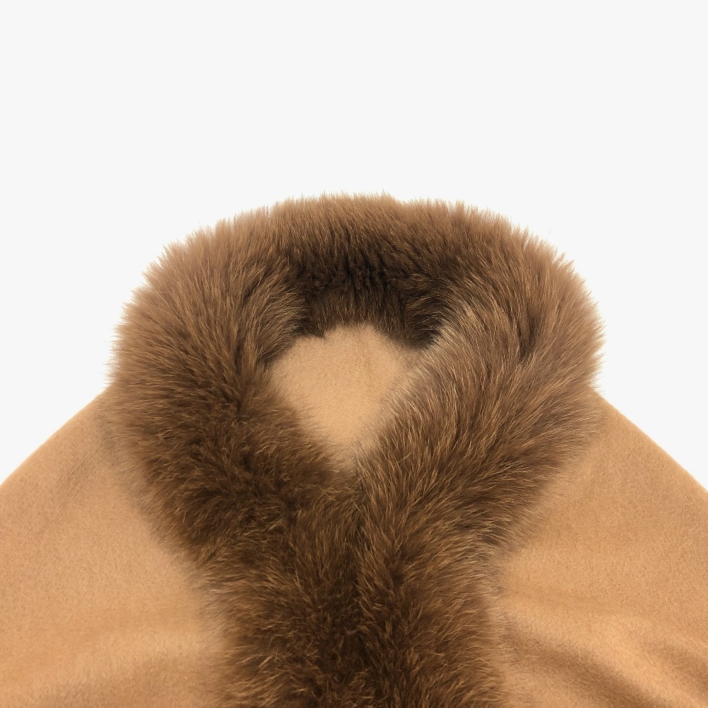 ランバン コレクション ☆ フォックスファー ケープ LANVIN LANVIN ランバン ケープ フォックスファー カシミヤ ブラウン