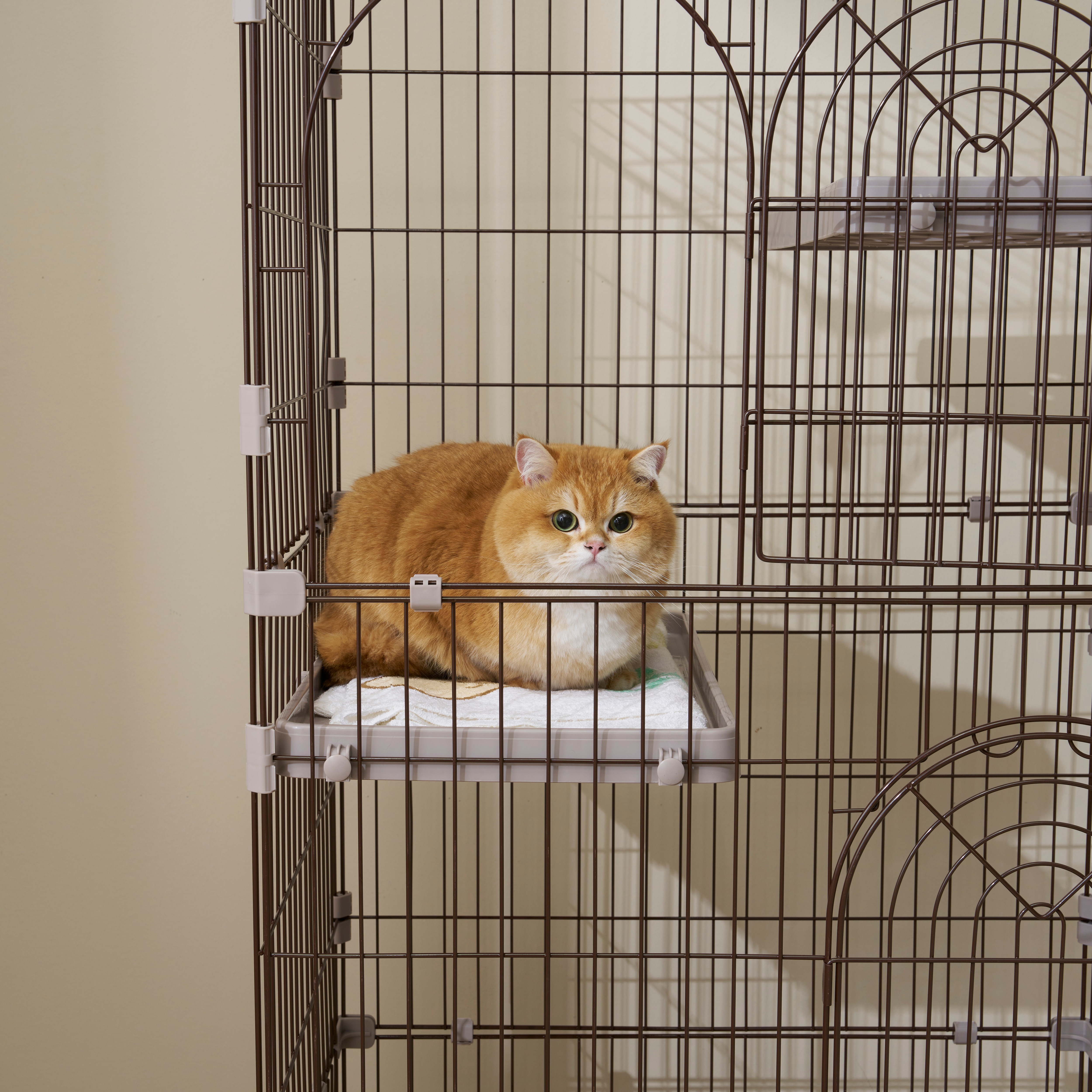 【国内出荷】おしゃれ 猫 ケージ キャットケージ 3段 猫ゲージ おしゃれ キャットハウス ネコ ハウス 多段 留守番 保護 脱走防止 多頭飼いペットケージ【ブラワン】【M サイズ】