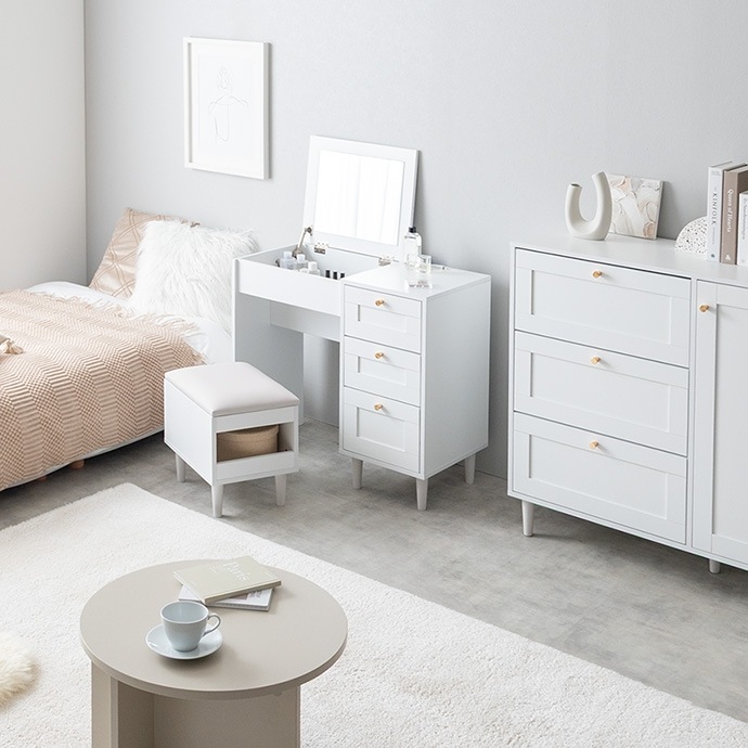 2wayドレッサーデスク + スツールセット 幅80cm コンセント USBポート付き 引出し収納 ドレッサーテーブル 化粧台