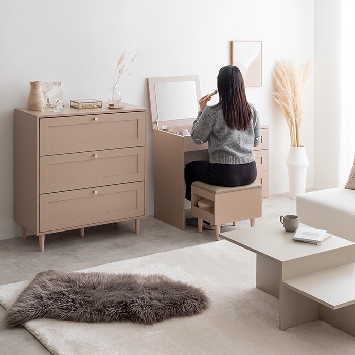 2wayドレッサーデスク + スツールセット 幅80cm コンセント USBポート付き 引出し収納 ドレッサーテーブル 化粧台