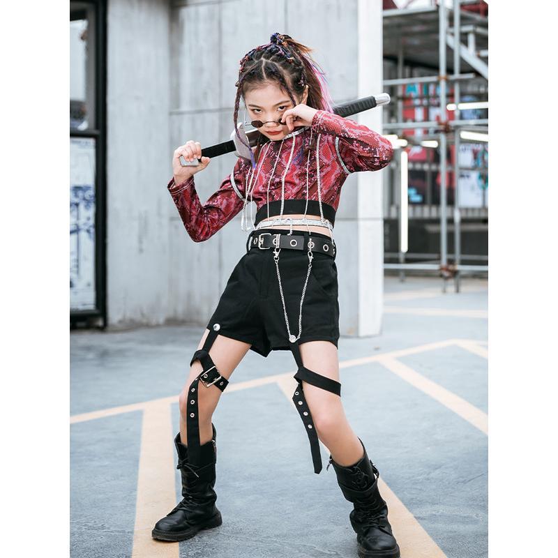 ２点で11o円OFF！【本日限定】チアガール ダンスウェア キッズ ダンス衣装 女子 ガールズ 子供服 ヒップホップ セットアップ HIPHOP ジャズダンス 応援団 チアステージ衣装 練習着