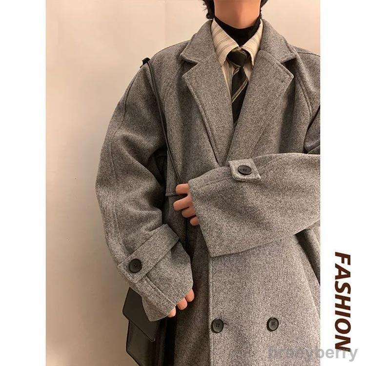 【即納】トレンチコート メンズ アウター　コート チェスターコート 冬 ロング ロングコート ウール混 オーバーサイズ コート 暖かい ビジネス 無地 ジャ