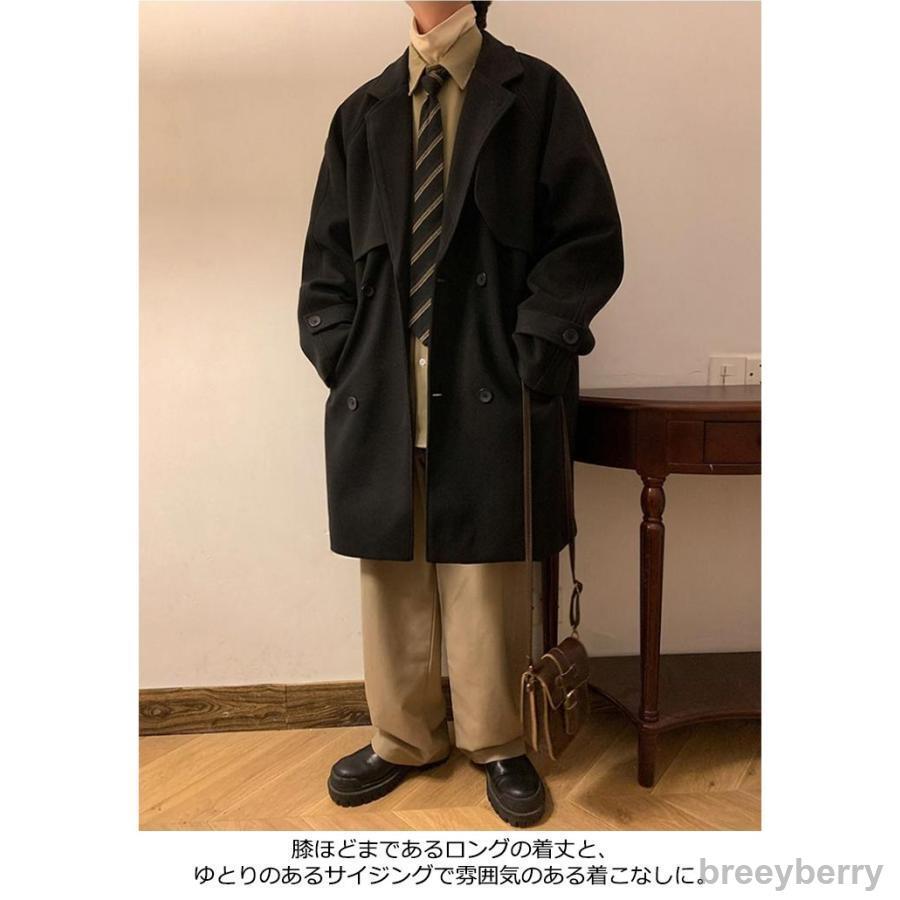【即納】トレンチコート メンズ アウター　コート チェスターコート 冬 ロング ロングコート ウール混 オーバーサイズ コート 暖かい ビジネス 無地 ジャ