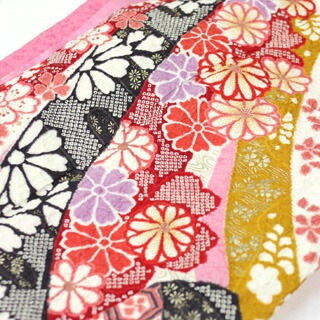 レンタル最大20日間 振袖 レンタル 成人式 セット正絹京友禅 20点フルセットピンク地に絞り黒赤黄色の流れ花吹雪成人式から結婚式やフォーマルまで　着物　kimono フリソデ ふりそ