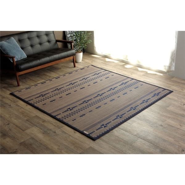 2.5mm竹ひご使用 竹カーペット DXジャガード ネイビー 約180240m（中材：ウレタン） pattayablatt.com