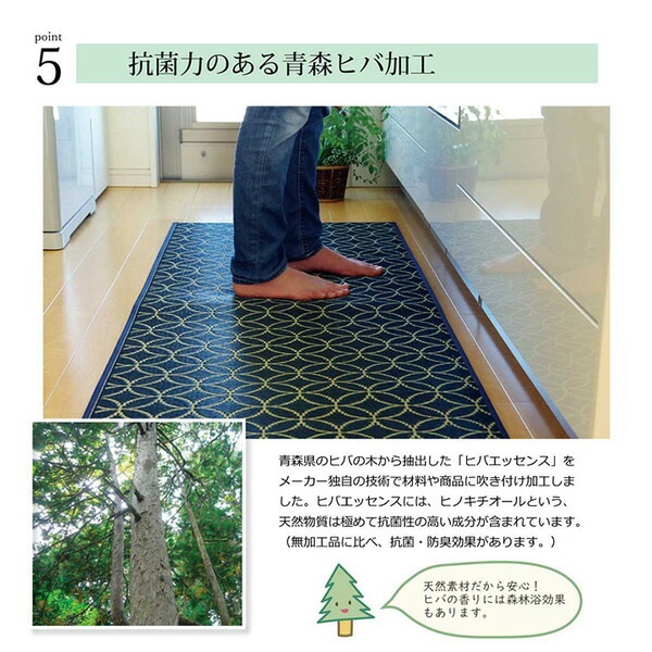 キッチンマット 幅広タイプ おしゃれ い草 畳 約60x120cm ネイビー 和 モダン