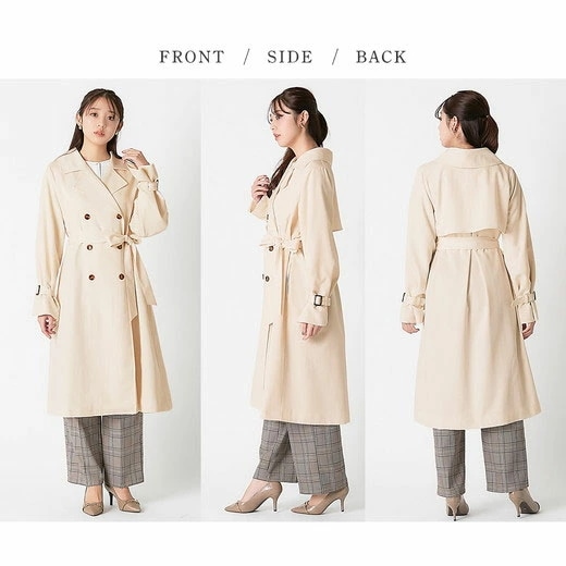 [最安値挑戦]！ウエストリボン付ベーシックトレンチコート レディース 春 コート ジャケット M-3L