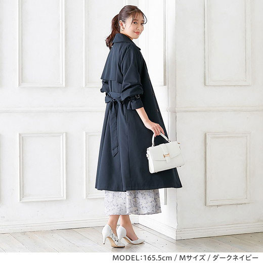 [最安値挑戦]！ウエストリボン付ベーシックトレンチコート レディース 春 コート ジャケット M-3L
