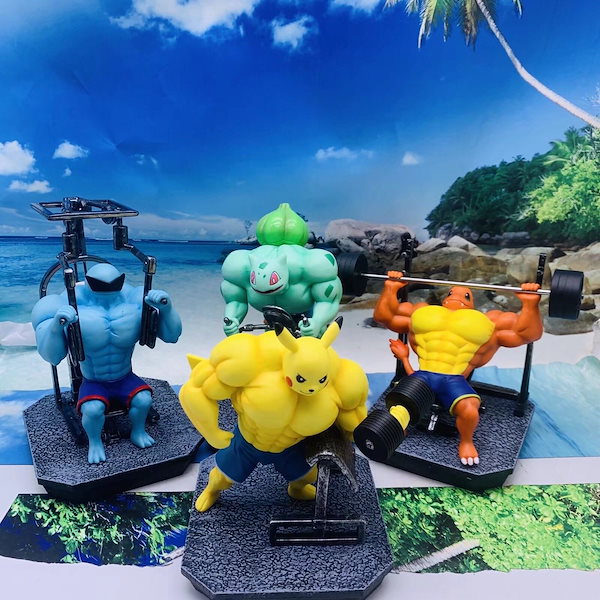 マッチョ マッスル 筋トレ ジム ダンベル フィギュア ポケモン　4点セット！ マッチョ マッスル 筋トレ ジム ダンベル フィギュア ポケモン 4