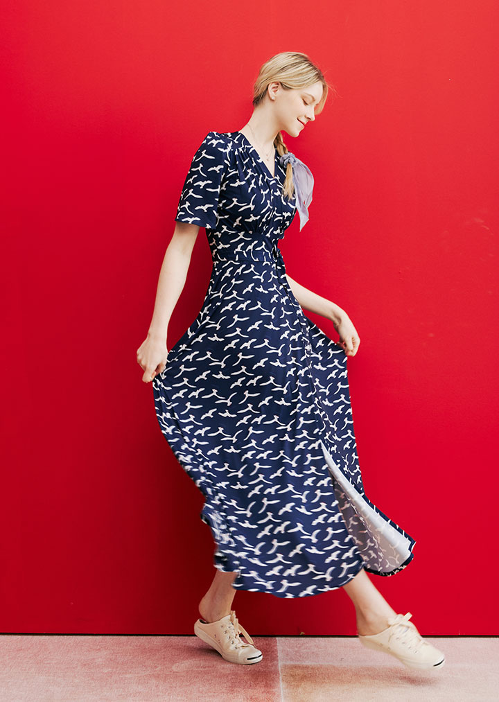 オーシャンネイビーマキシのラップワンピース オーシャンネイビーマキシのラップワンピース