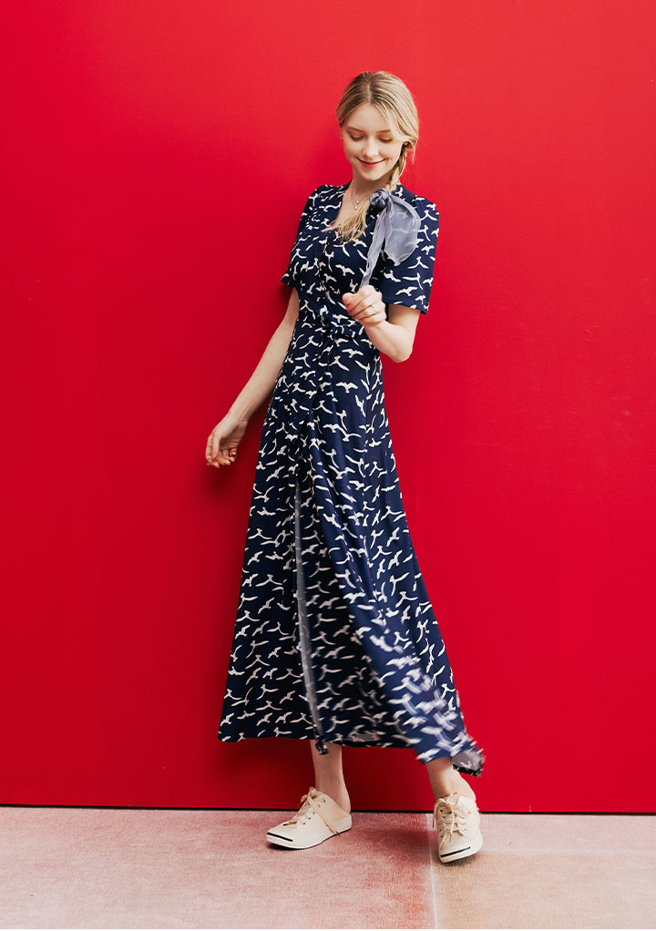 オーシャンネイビーマキシのラップワンピース オーシャンネイビーマキシのラップワンピース