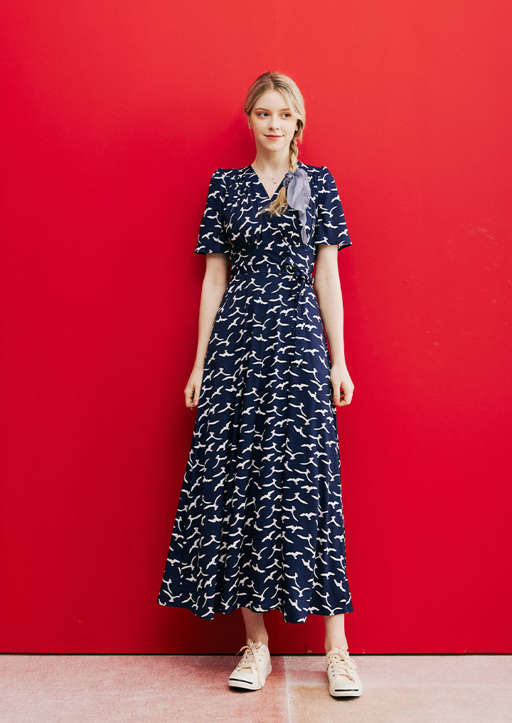 オーシャンネイビーマキシのラップワンピース オーシャンネイビーマキシのラップワンピース