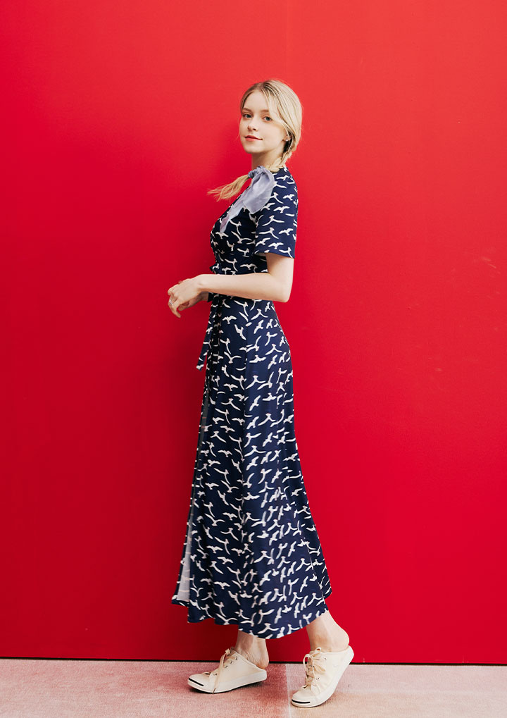 オーシャンネイビーマキシのラップワンピース オーシャンネイビーマキシのラップワンピース