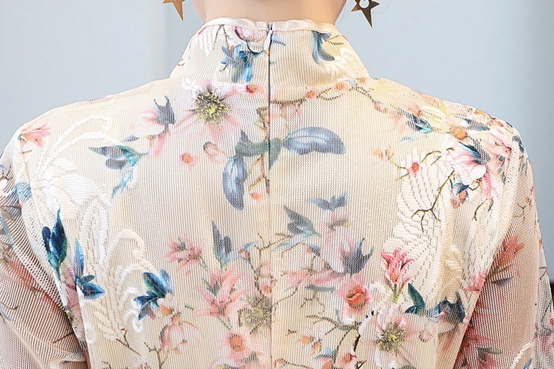 ワンピース レディース ロング ロング丈 袖あり 7分袖 七分袖 襟なし セミフレア スリム タイト