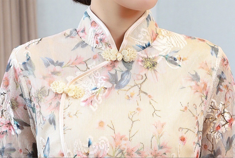 ワンピース レディース ロング ロング丈 袖あり 7分袖 七分袖 襟なし セミフレア スリム タイト