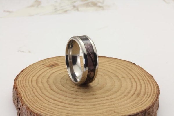 6ミリメートルピンクのモシのオークカモ結婚指輪チタンのカモリング(1個) 6ミリメートルピンクのモシのオークカモ結婚指輪チタンのカモリング(1個)
