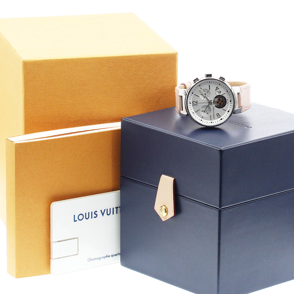 ルイ・ヴィトン LOUIS VUITTON Q8G00 タンブール ムーンスター デイト クロノグラフ クォーツ レディース 良品 箱・保証書付き_880797【中古】 ルイ・ヴィトン LOUIS VUITTON Q8G00 タンブール ムーンスター デイト クロノグラフ クォーツ レディース 良品 箱・保証書付き_880797【中古】