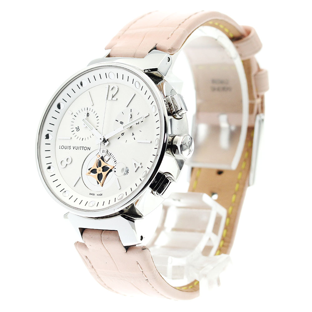 ルイ・ヴィトン LOUIS VUITTON Q8G00 タンブール ムーンスター デイト クロノグラフ クォーツ レディース 良品 箱・保証書付き_880797【中古】 ルイ・ヴィトン LOUIS VUITTON Q8G00 タンブール ムーンスター デイト クロノグラフ クォーツ レディース 良品 箱・保証書付き_880797【中古】