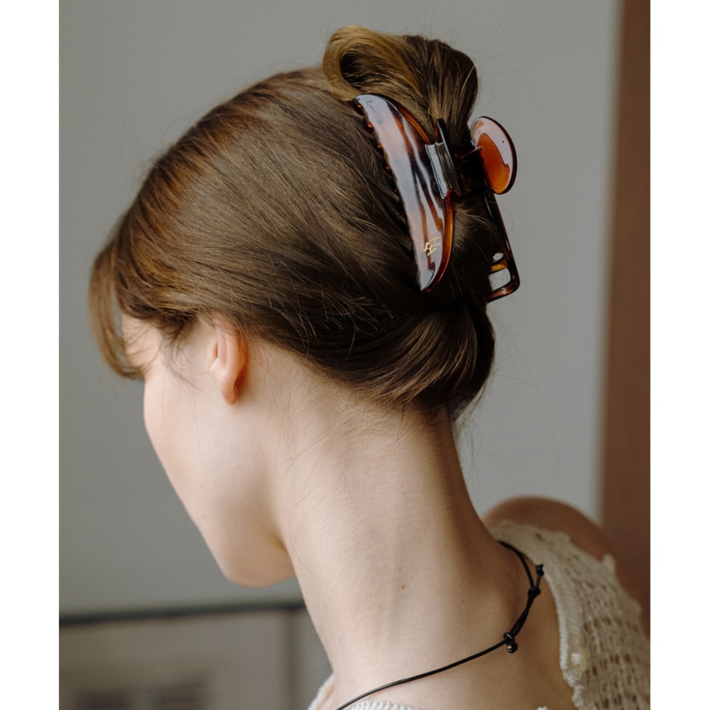 HAS HA018 ベーシック ロゴ入りヘアクリップ ブラウン ギフトボックス o