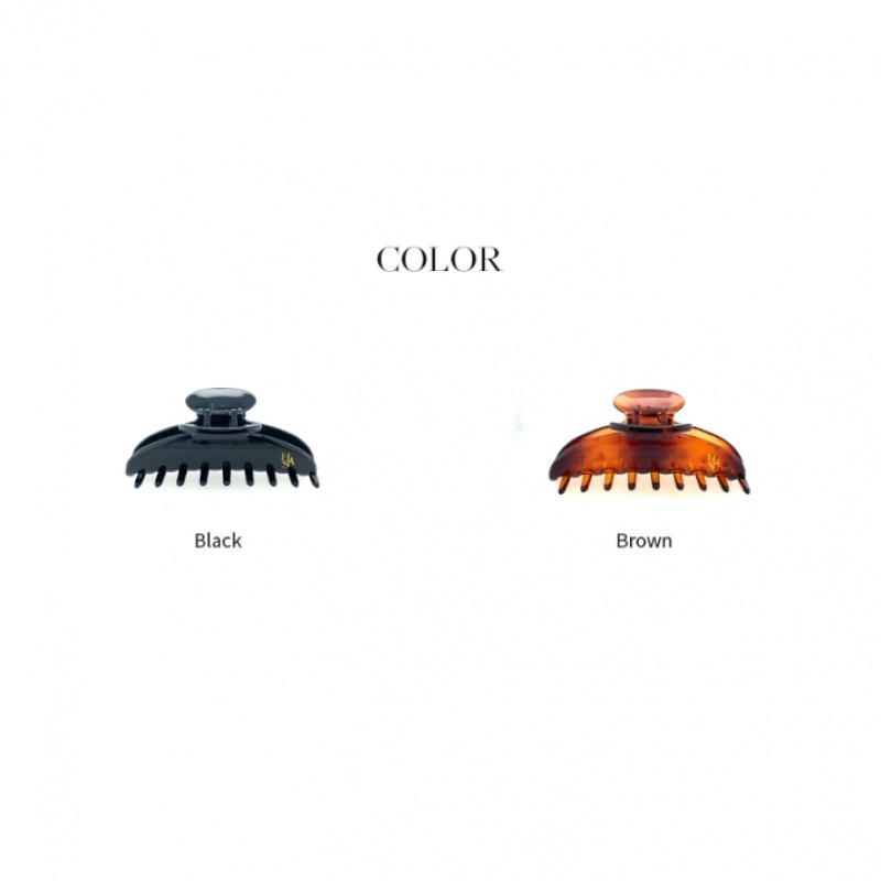 HAS HA018 ベーシック ロゴ入りヘアクリップ ブラウン ギフトボックス o