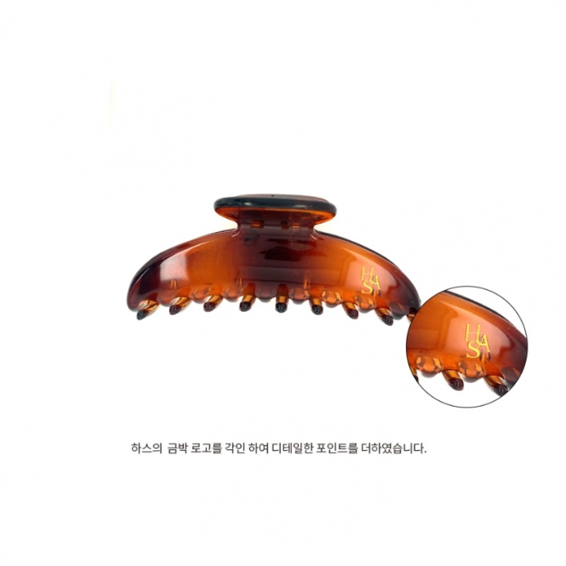 HAS HA018 ベーシック ロゴ入りヘアクリップ ブラウン ギフトボックス o