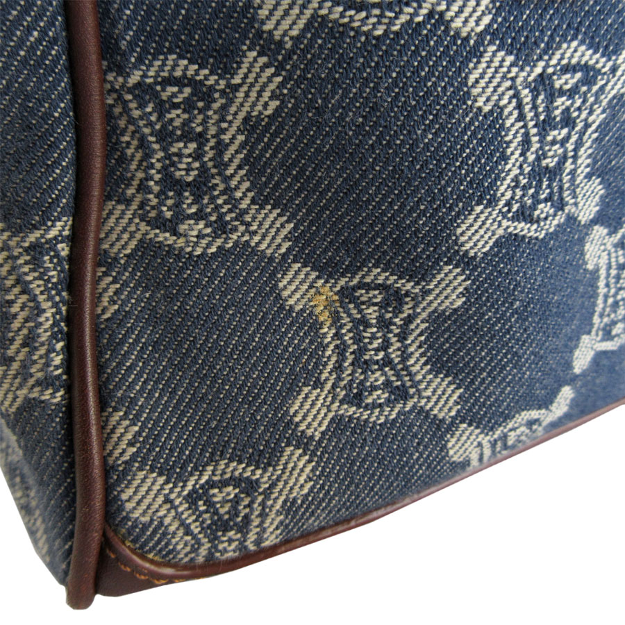 セリーヌ CELINE ハンドバッグ ブギーバッグ キャンバス/レザー インディゴブルー/ブラウン ゴールド レディース s0235g