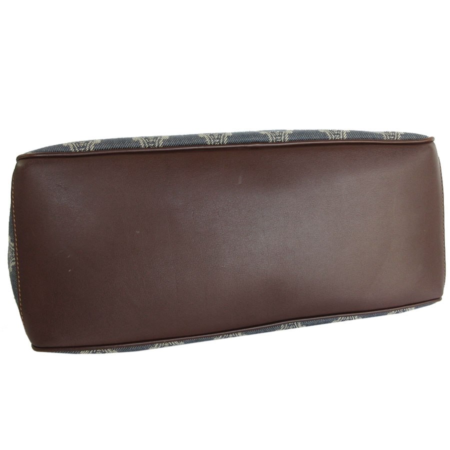 セリーヌ CELINE ハンドバッグ ブギーバッグ キャンバス/レザー インディゴブルー/ブラウン ゴールド レディース s0235g