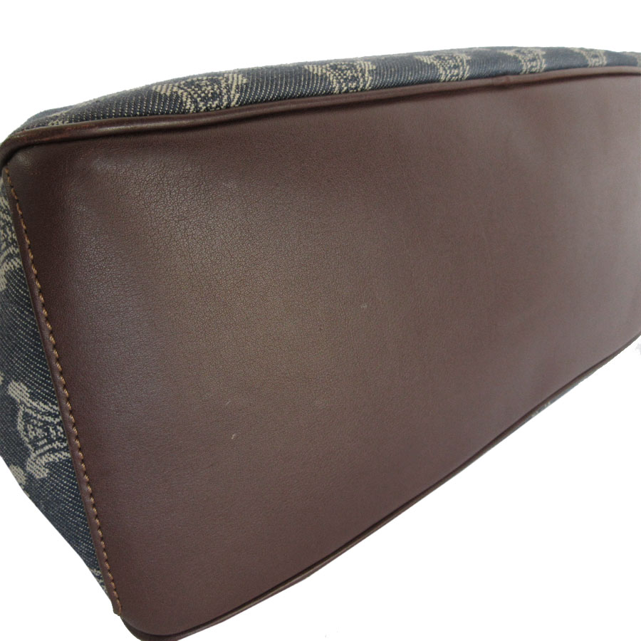 セリーヌ CELINE ハンドバッグ ブギーバッグ キャンバス/レザー インディゴブルー/ブラウン ゴールド レディース s0235g