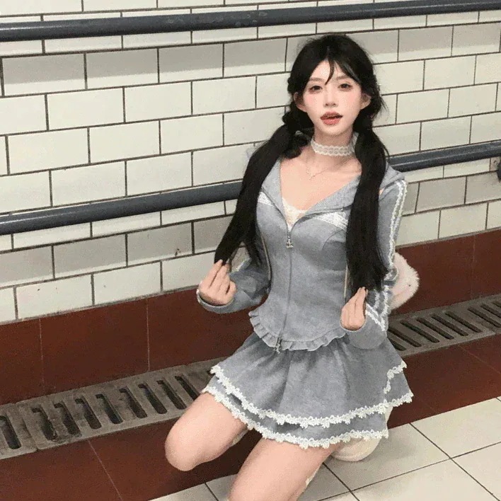 2025秋作デザイン感ジャージ長袖パーカーセットアップレディーススウェット上下セット