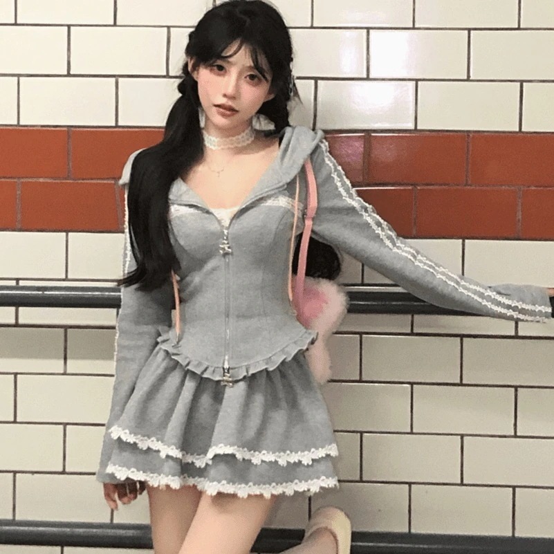 2025秋作デザイン感ジャージ長袖パーカーセットアップレディーススウェット上下セット