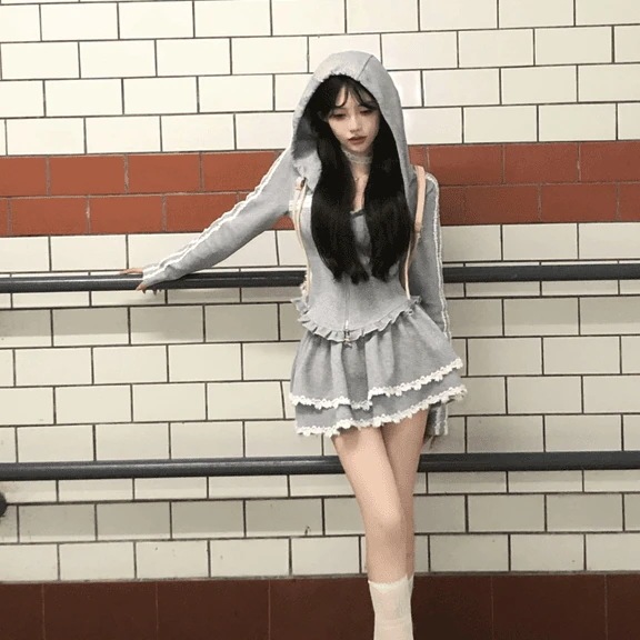 2025秋作デザイン感ジャージ長袖パーカーセットアップレディーススウェット上下セット