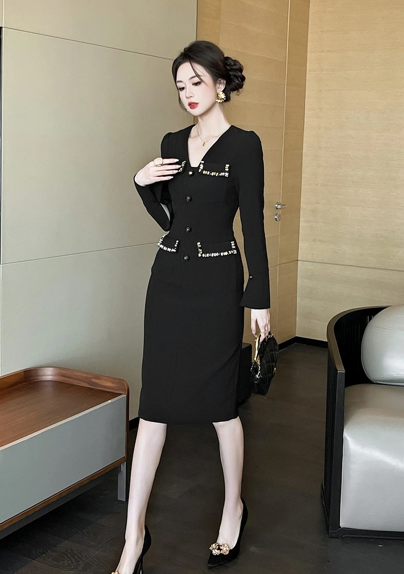 新作2025 タイトワンピース 姫系ワンピース シンプル ワンピース