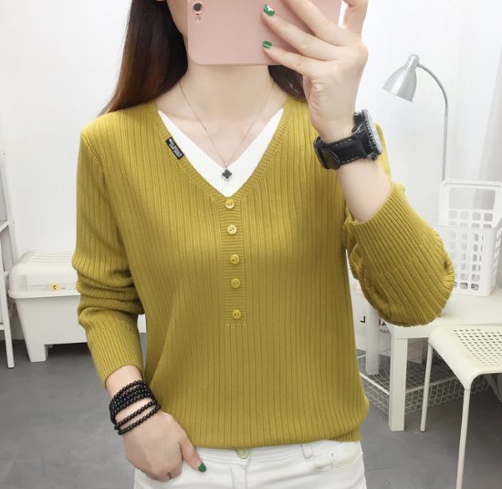 ニットトップス レディース ニット セーター トップス フェイクツーピース 重ね着風 ボタン Vネック 長袖 カジュアル お出掛け おしゃれ リブニット プルオーバー シンプル 無地 ニットトップス ニットトップス レディース ニット セーター トップス フェイクツーピース 重ね着風 ボタン Vネック 長袖 カジュアル お出掛け おしゃれ リブニット プルオーバー シンプル 無地 ニットトップス