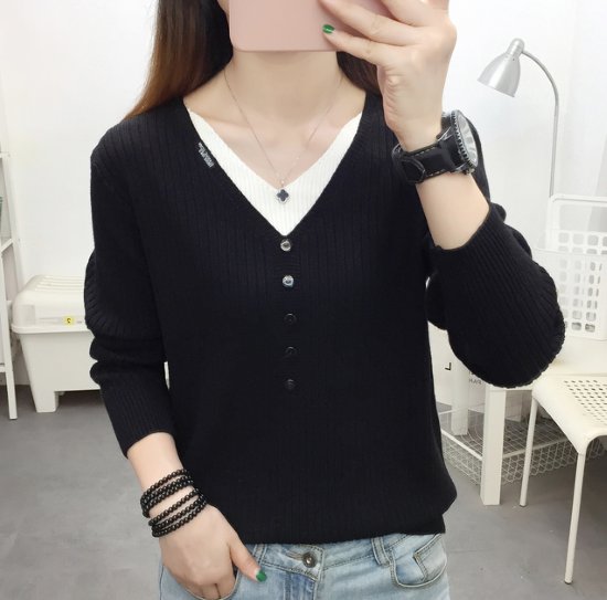 ニットトップス レディース ニット セーター トップス フェイクツーピース 重ね着風 ボタン Vネック 長袖 カジュアル お出掛け おしゃれ リブニット プルオーバー シンプル 無地 ニットトップス ニットトップス レディース ニット セーター トップス フェイクツーピース 重ね着風 ボタン Vネック 長袖 カジュアル お出掛け おしゃれ リブニット プルオーバー シンプル 無地 ニットトップス