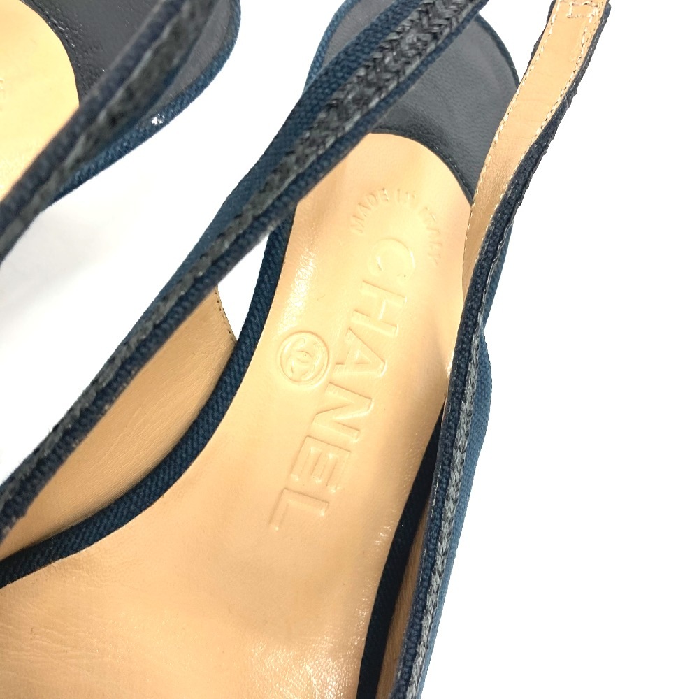 パンプス カメリア オープントゥパンプス パンプス 靴 キャンバス ブラック