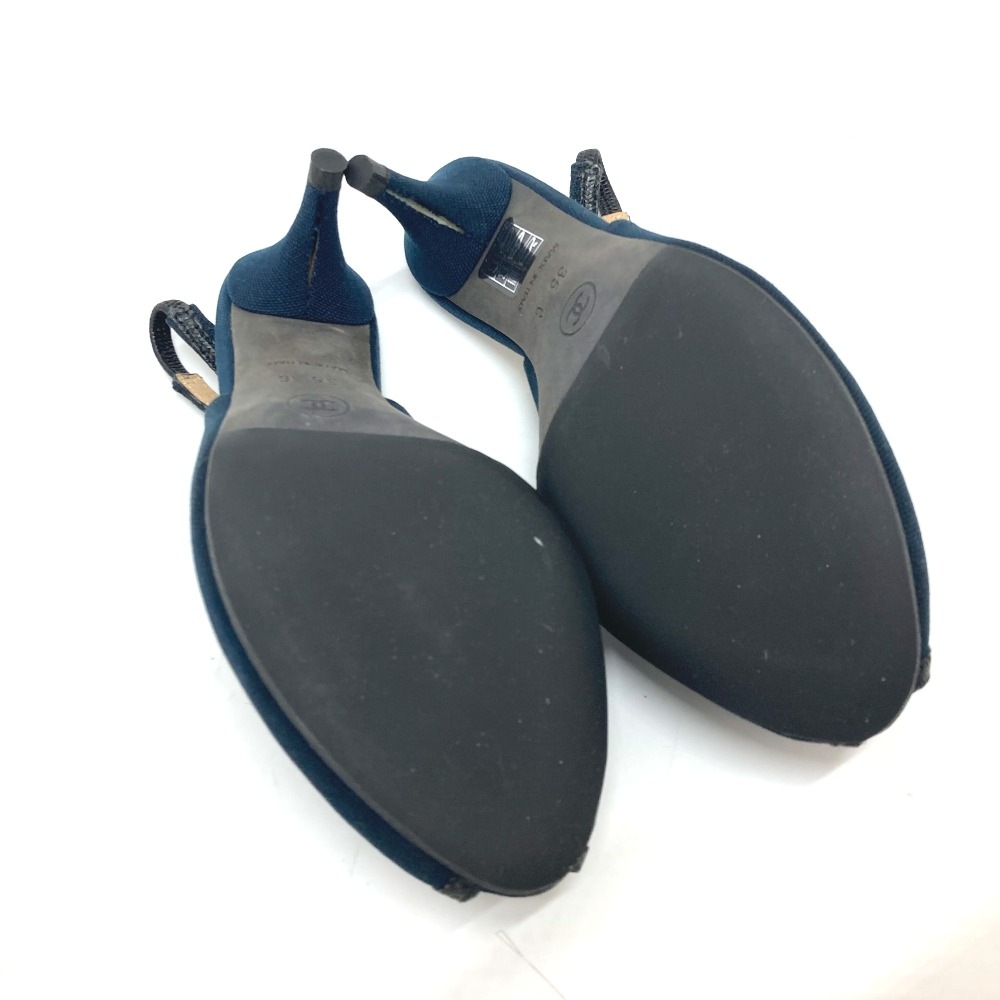 パンプス カメリア オープントゥパンプス パンプス 靴 キャンバス ブラック