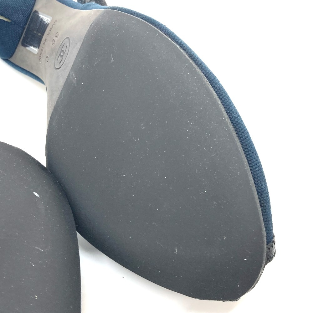 パンプス カメリア オープントゥパンプス パンプス 靴 キャンバス ブラック