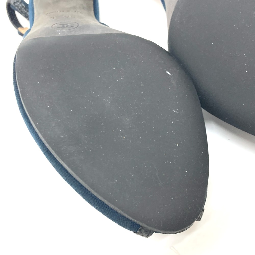 パンプス カメリア オープントゥパンプス パンプス 靴 キャンバス ブラック