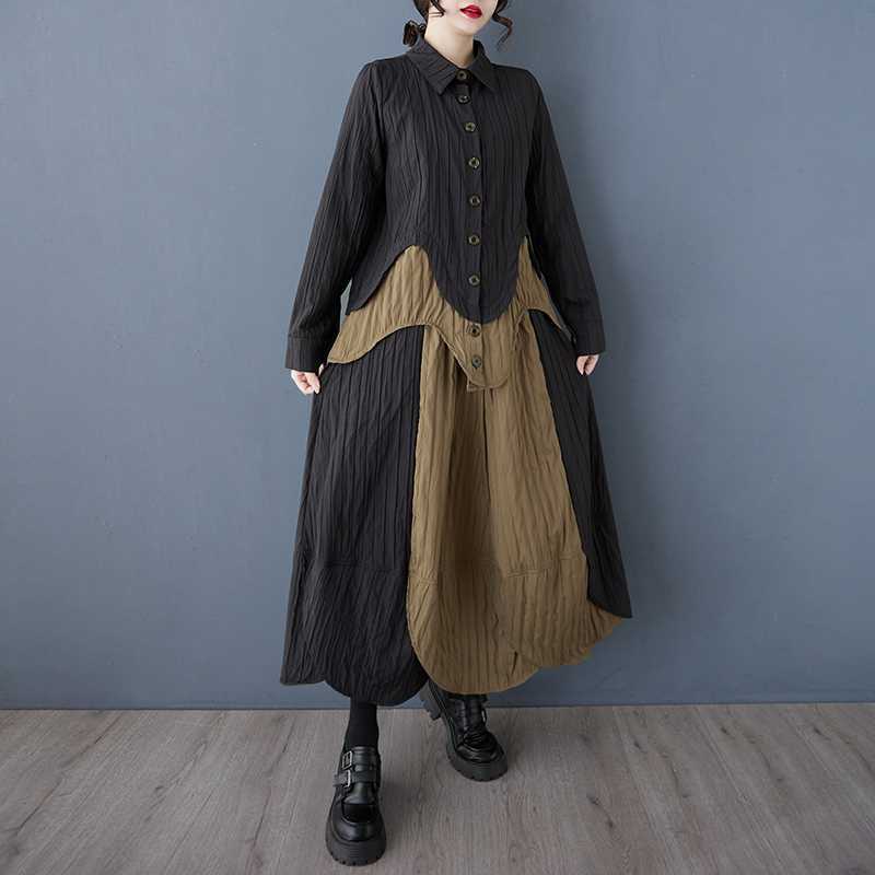 「ファットガール」 2025秋 上下セット ブラウス+スカート ドッキング 大きいサイズ 体型カバー レディース セットアップ メガ割 「ファットガール」 2025秋 上下セット ブラウス+スカート ドッキング 大きいサイズ 体型カバー レディース セットアップ メガ割