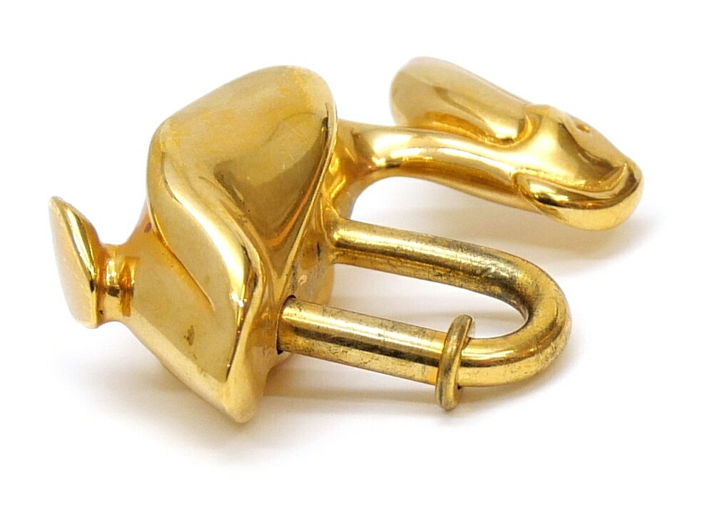 エルメス HERMES カデナ ペリカン 1992年 ゴールド 【中古】(64786)