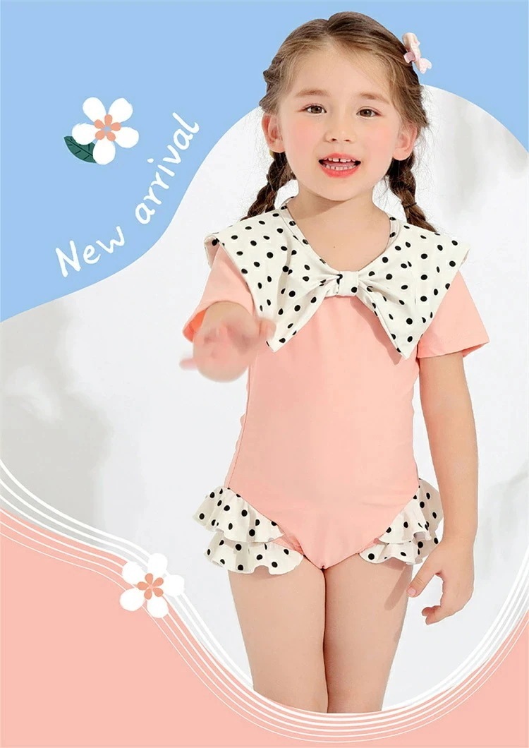 女の子 水着 ワンピース キッズ みずぎ 子ども オールインワン 水着 ガールズ 水着 ワンピース 女児 子ども ワンピース風 ドット 幼児 水着 可愛い 水着 スイムウェア 90cm 100cm