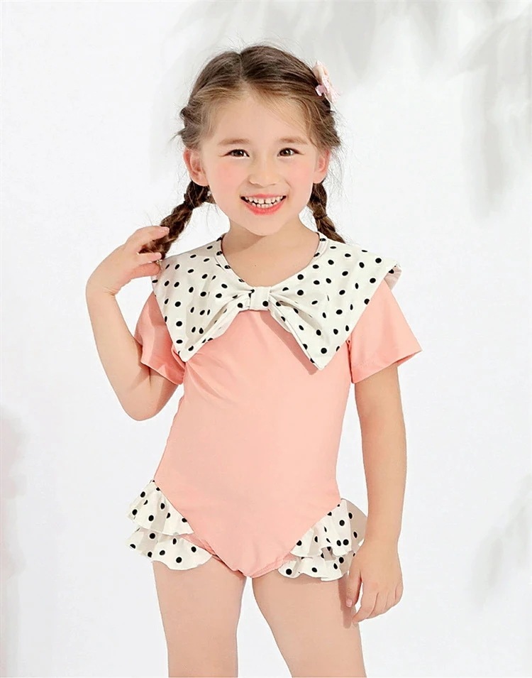 女の子 水着 ワンピース キッズ みずぎ 子ども オールインワン 水着 ガールズ 水着 ワンピース 女児 子ども ワンピース風 ドット 幼児 水着 可愛い 水着 スイムウェア 90cm 100cm
